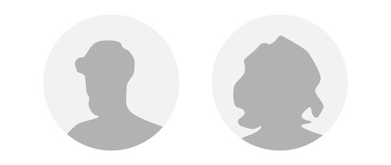 Flat illustration in grayscale. A man and a woman. Avatar, user profile, person icon, profile picture. Suitable for social media profiles, icons, screensavers and as a template.