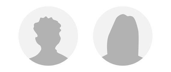 Flat illustration in grayscale. A man and a woman. Avatar, user profile, person icon, profile picture. Suitable for social media profiles, icons, screensavers and as a template.