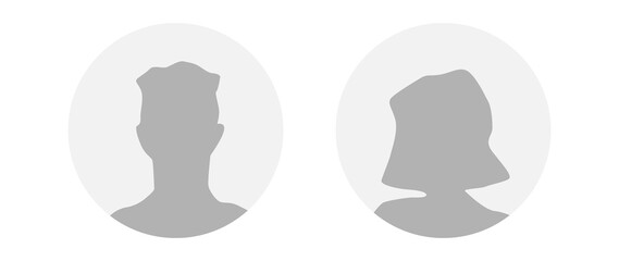 Flat illustration in grayscale. A man and a woman. Avatar, user profile, person icon, profile picture. Suitable for social media profiles, icons, screensavers and as a template.