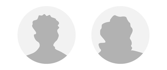 Flat illustration in grayscale. A man and a woman. Avatar, user profile, person icon, profile picture. Suitable for social media profiles, icons, screensavers and as a template.
