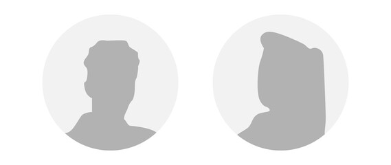 Flat illustration in grayscale. A man and a woman. Avatar, user profile, person icon, profile picture. Suitable for social media profiles, icons, screensavers and as a template.