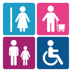 Washroom symbols with accessibility pictograms