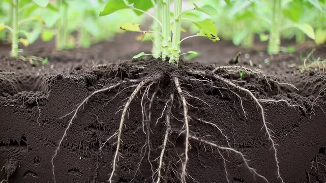 Sunflower Roots in Soil