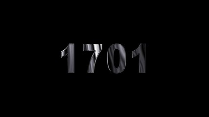  1701 years , 1701 title metal text , 1701 welcome. many old years are going to light over taxes .Old text ,applicable for new year promotions, celebrations ,metal animation text on transparent black.