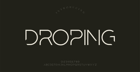Droping abstract modern sans serif alphabet font