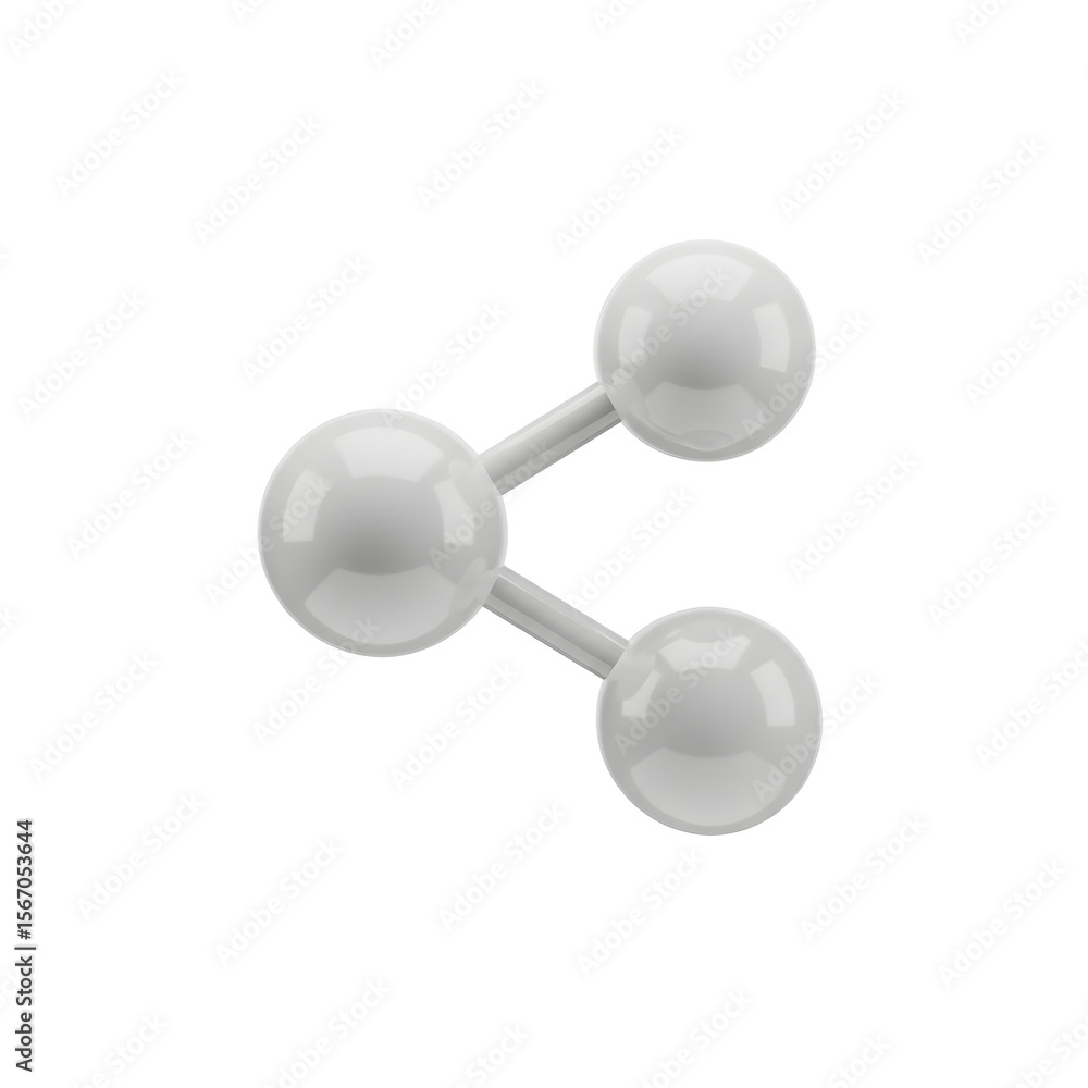 Poster minimalist 3d share icon with white spheres joined by lines isolated on transparent background