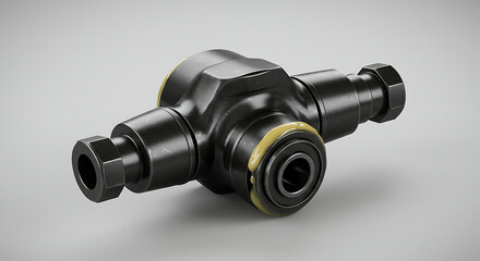 A high-detail 3D render of a universal joint (u-joint), a critical mechanical component used in drive shafts for transmitting torque and motion