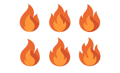 Modern flat design flame icons with long shadows