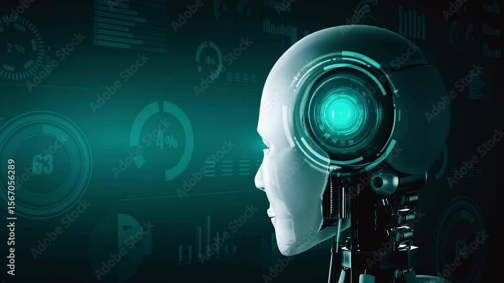 Poster future financial technology controll by ai robot huminoid uses machine learning and artificial intel