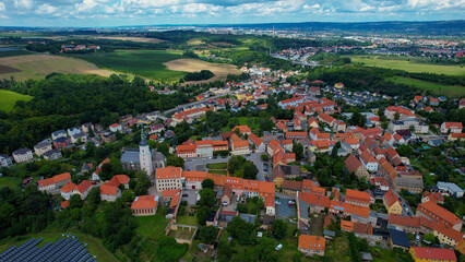 Aerial view of the old town Dohna in Germany on a sunny noon in spring	
