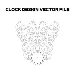 Butterfly Clock Design. Clock Time Concept Design. Editable EPS file.