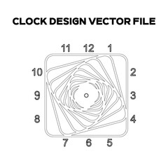Square Clock Design. Clock Time Concept Design. Editable EPS file.