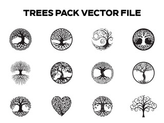 Trees Designs Pack. Different trees designs. Editable EPS file.