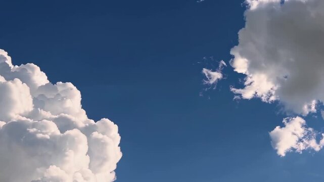 Ai-generated illustration of a blue sky with milky white clouds, bundles moving in time lapse