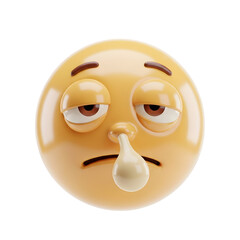 Sick Emoji With Runny Nose And Tired Expression On Transparent Background