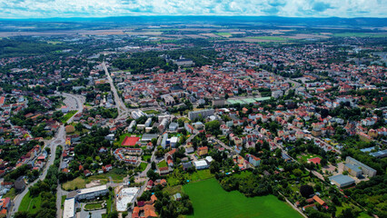 Aerial view of the old town Gotha in Germany on a sunny afternoon in spring	
