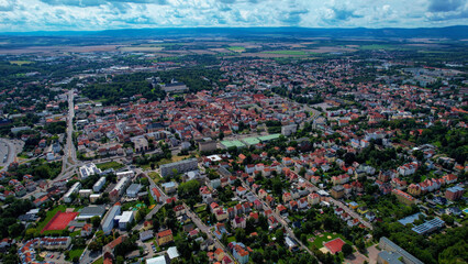Aerial view of the old town Gotha in Germany on a sunny afternoon in spring	
