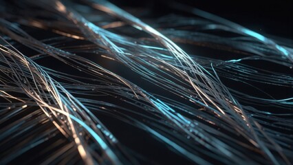 Delicate Silver Wire Over Matte Black Surface, Minimalist Abstract Background