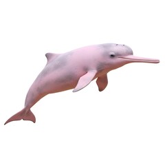 A captivating depiction of a vibrant pink dolphin gracefully navigating aquatic depths, its form a testament to the wonders of marine life.