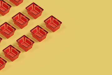 Isometric pattern of a shopping basket. 3D illustration.