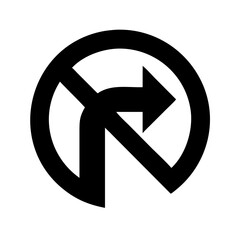 Fototapeta premium Black “Do Not Turn Right” Traffic Road Sign – PNG Icon for Apps, Website, UI, and Design Projects