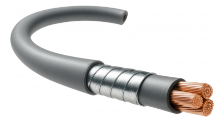 Light-duty armored cable with a thin metal shield ideal for temporary installations during home events.