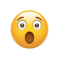 Fototapeta premium Surprised Yellow Emoticon Face Isolated On Transparent Background