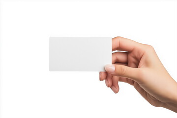 Hand holding blank business card in minimalist setting office environment close-up perspective for networking opportunities
