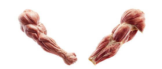 a illustration of a flexed human arm showing muscle structure on transparent background.