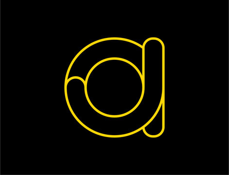 Abstract yellow outline letter a design