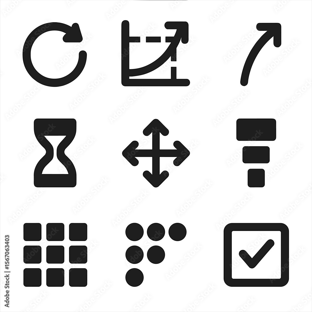 Poster animation principles icons. solid, filled icon set of animation design principles: easing icon, timi