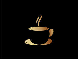 Golden coffee cup logo