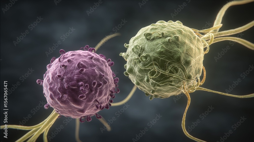 Poster the image is a 3d illustration showing neural cells with dendrites that are interconnected on a dark