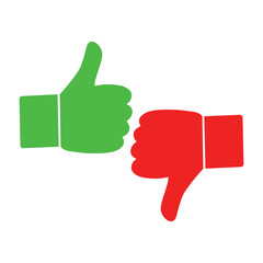 Like and Dislike Hand Icons, Feedback Approval and Rejection Symbols
