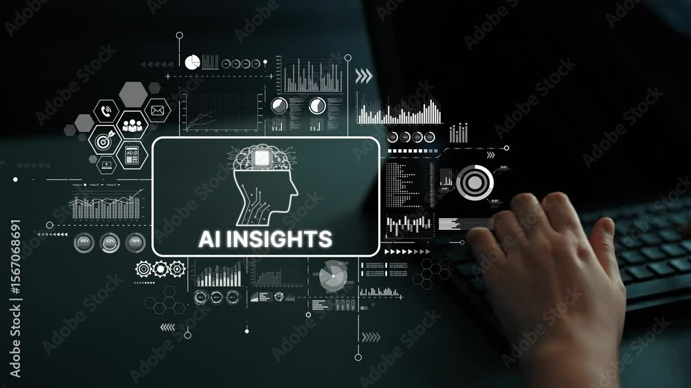 Poster innovative ai insights and data analytics visualization for business decision making and strategy de