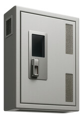 Fototapeta premium Fire-resistant electrical panel enclosure for a high-rise apartment, ensuring added safety in case of electrical faults.