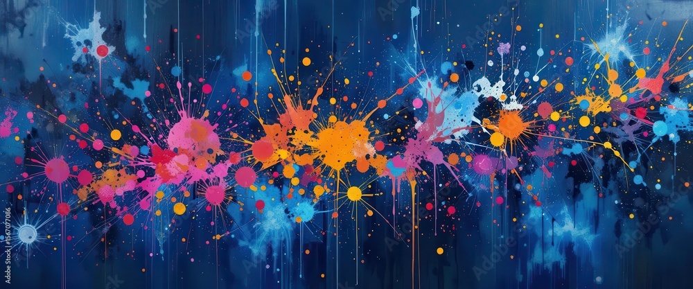 Poster colorful splatter paint background for computer monitors and creative workspaces