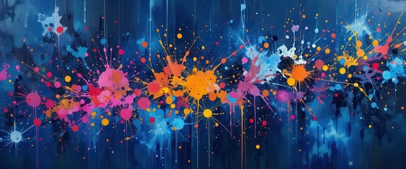Colorful splatter paint background for computer monitors and creative workspaces