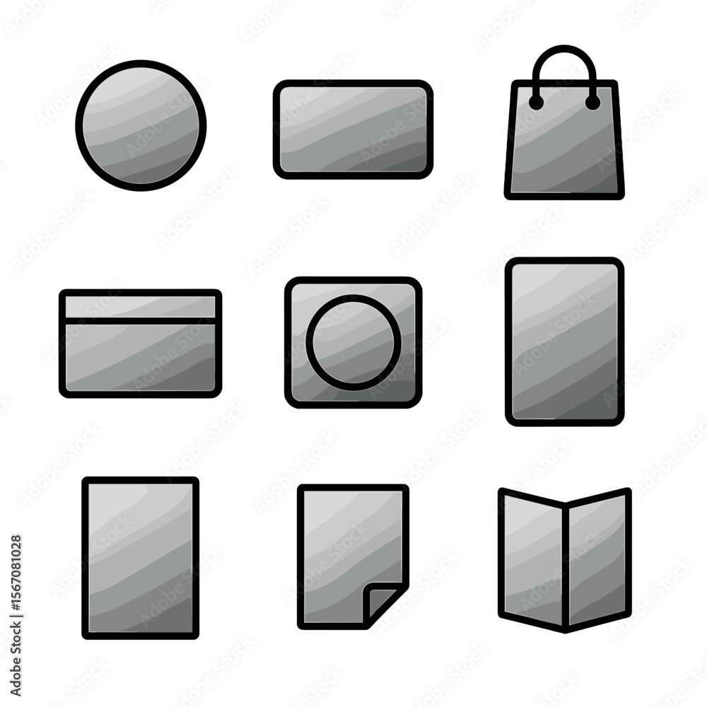 Poster gradient branding icons. solid, filled icon set of gradient branding elements: logo fade, business c