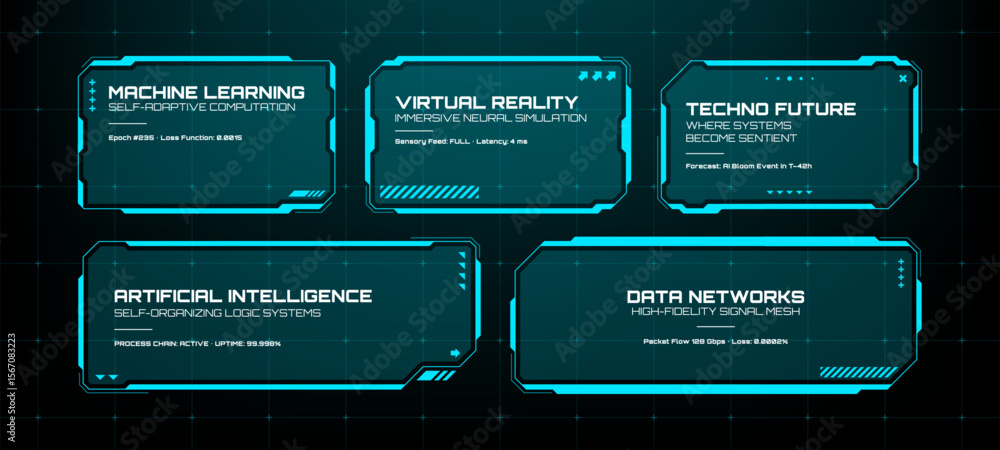 Poster futuristic head-up display elements for machine learning, artificial intelligence, virtual reality, 