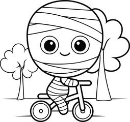 cute mummy riding tricycle  add grass and a tree   (1).eps