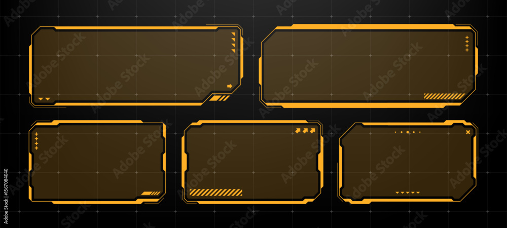 Fototapete hud text box frame vector. heads up display. futuristic interface elements. sci fi cyber design. gam