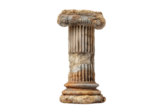 PNG Ancient weathered greek ionic column fragment with ornate fluting