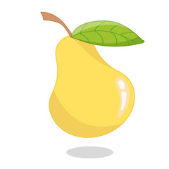 Yellow pear on white background. Fruit vector illustration for children's activity book, worksheet, print.