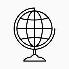 Outline of a Globe on Stand for Educational Resources, Geography Blogs, Global Awareness Campaigns, Travel Guides, and Teaching Materials  