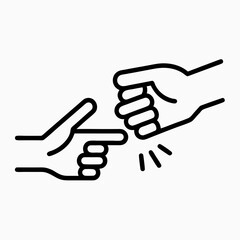 Fototapeta premium Hands Engaged in Game of Rock Paper Scissors Outline for Interactive Content, Gaming Blogs, Decision Making, Social Media Engagement, and Fun Activities 