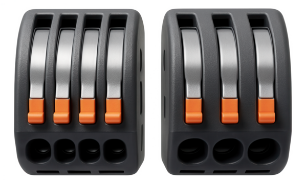 Clamp blocks with screwless terminals provide easy installation and are ideal for quick DIY projects in a private home's basement.