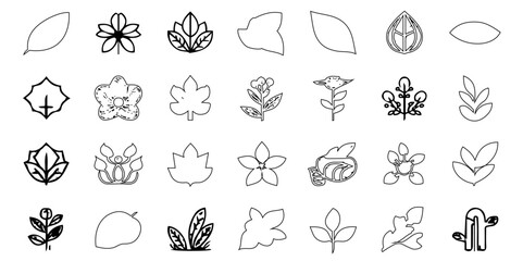 Black outline set of ecology icon liner tecnology abstract background, modern line style icon set of ecology collection.
