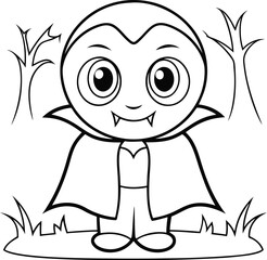 Obraz premium cute vampire with a cape add grass and a tree co.eps