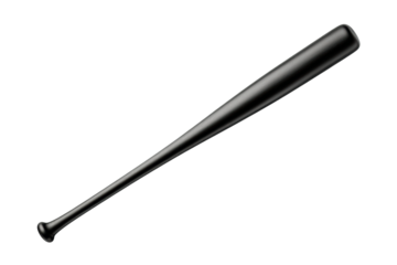 PNG Sleek black baseball bat on isolated black background